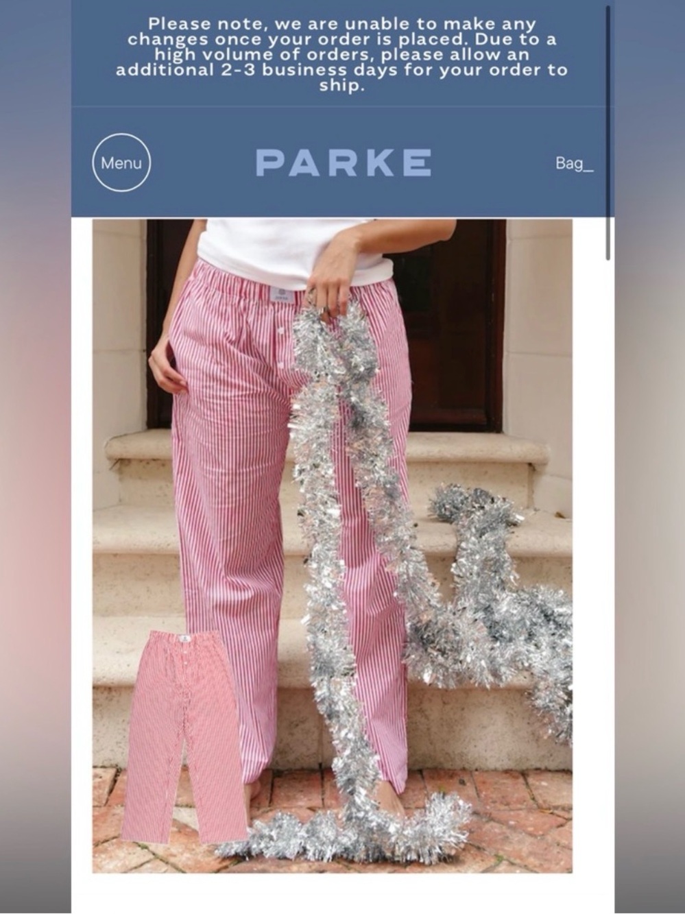 Parke Pink & White Striped Button-Front Lounge Pants